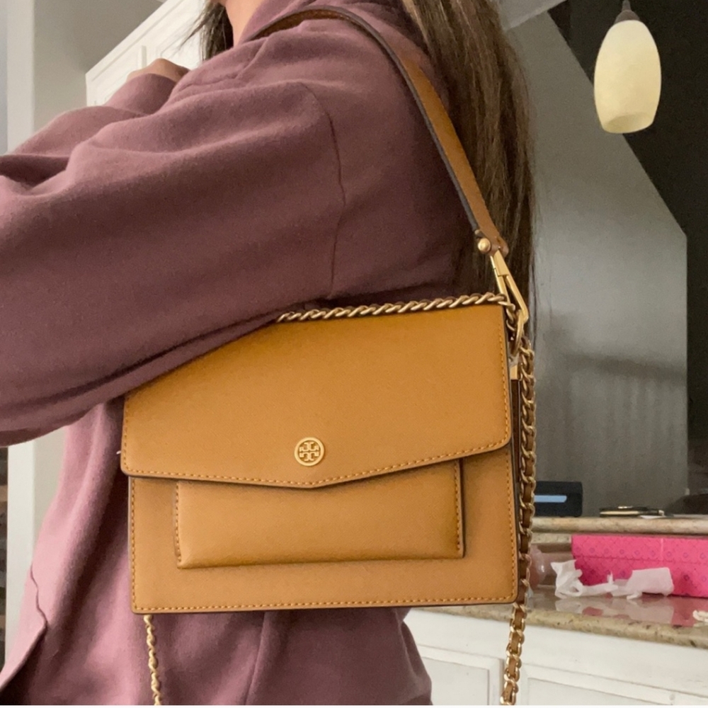 New Tory Burch ROBINSON COLOR-Moose  DOUBLE-STRAP CONVERTIBLE